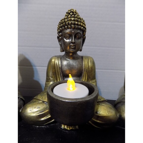 NEW Buddha Tea Candle Holder Statue Figurine Zen Home Decor - Picture 4 of 7